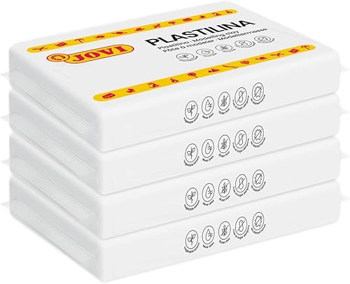 Jovi Arcilla para modelar, blanca, 3 libras en total, 4 barras que no se secan, 0.77 libras cada una, artes y manualidades