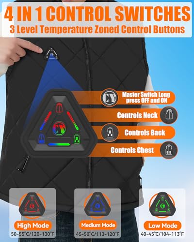 Men Heated Vest - Quilted Lightweight Heating Jacket Coat for Mens, Upgraded 7.4V Battery Pack2