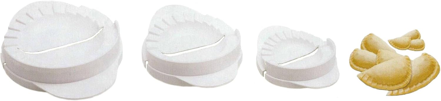 Tredoni 3 Dumplings/Ravioli Moulds Set -Sizes 2.6+3.4+4.1 inch- Dough Press Stamp Cutter, Samosa/Empanadas Maker Mold