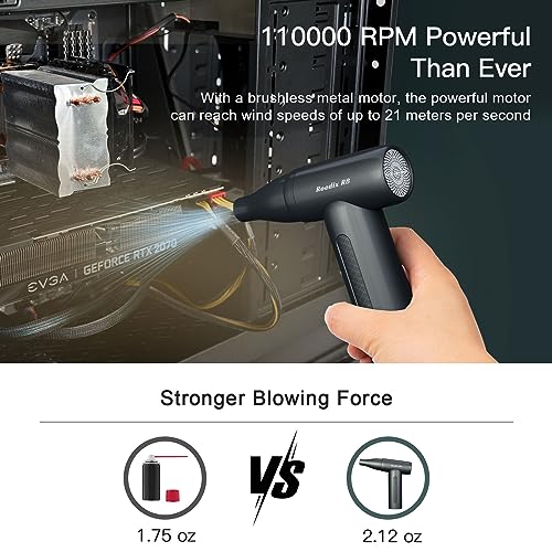 Image of Compressed air Duster, Mini 110000RPM Electric air Duster, Low Noise Cordless air Duster Replace Compressed Air Can, 2 Hours MAX Usage time air Blower for Keyboards, Computers, Offices, etc.