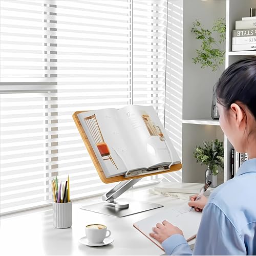 Image of Sunchhaya New Book Stand for Reading, Writing, Painting and Used As Laptop Stand for Desk, 360 Degree Rotatable Multi-Functioal Book Reading Stand Adjustable Height-Angle (BG-2VB1)
