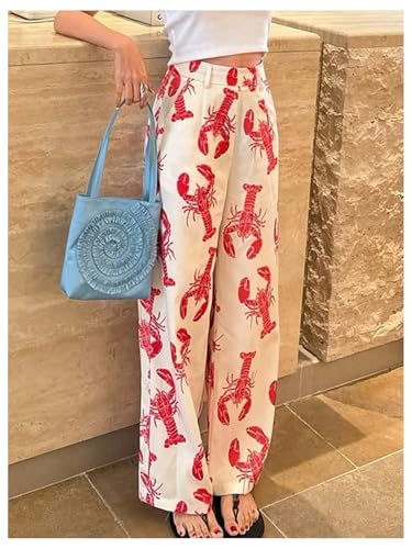 Verdusa Women's Lobster Pants High Waisted Straight Leg Casual Trousers with Pockets3