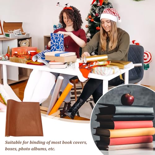 OLYCRAFT 120x43cm Braune Kunstleder Bucheinband Tuch Bucheinband 0.7mm dick Kunstleder Buch Tuch Leder ähnliche Bucheinband für Buchbinderei Geschenk Box Machen DIY Handwerk