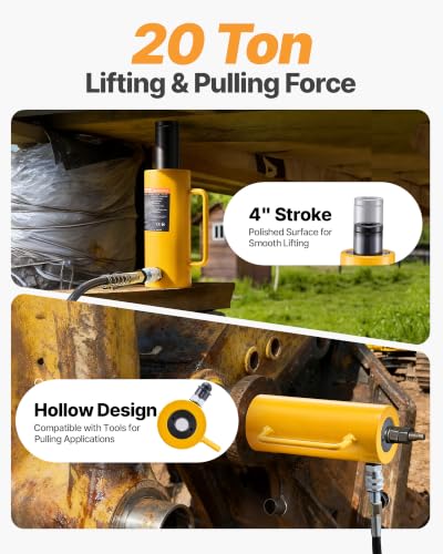 Image of VEVOR 20T 4Inch Hydraulic Cylinder Jack Hollow Single Acting Hydraulic Ram Cylinder 100mm Hydraulic Lifting Cylinders (20T 4Inch Hollow)