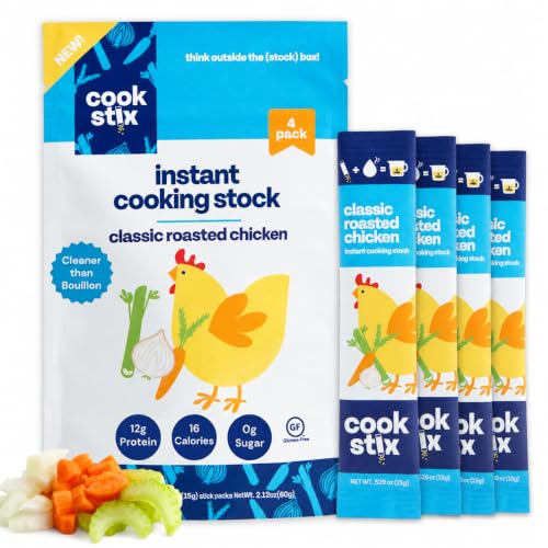Roasted Chicken Stock Powder, 12g Protein, 1 Packet = to 4 Cups Broth