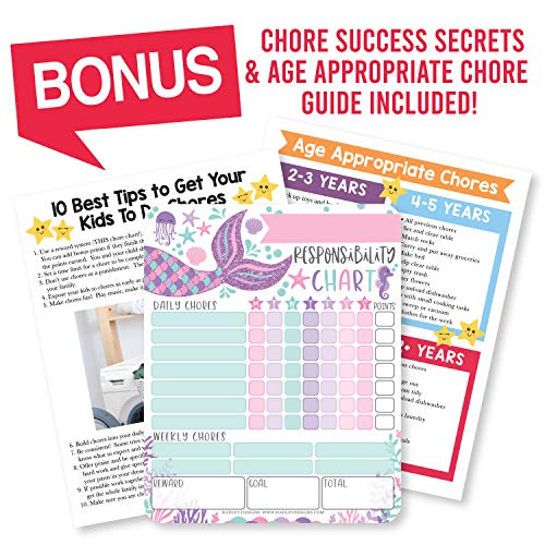 Image of Magnetic Chore Chart for Kids Dry Erase Reward Chart for Home and Classroom | Mermaid Reusable Behavior Charts for Kids at Home and School, Weekly Magnet Responsibility Tracker for Teens and Adults