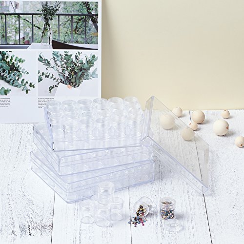 Image of FASHEWELRY 90pcs Diamond Painting Jars 1x1 inch Small Screw cap containers for Seed beads, 5D Embroidery diamond drill, Nail art and Glitter, Crafts & Sewing
