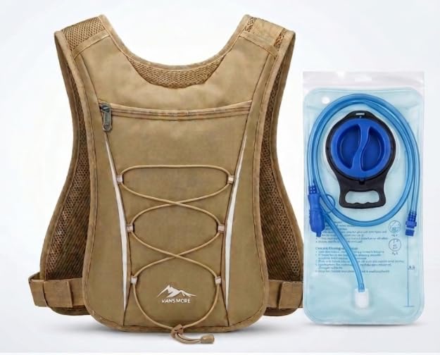 RAINSMORE Mochila de hidratación con bolsa de hidratación de 3.5 L, ligera, aislada, 2 L, mochila de senderismo con cubierta de lluvia para hombres y mujeres, mochila de agua para correr, ciclismo