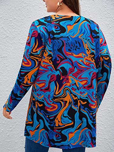 WDIRARA Women's Plus Size Houndstooth Open Front Puff Sleeve Elegant Office Jacket Coat2