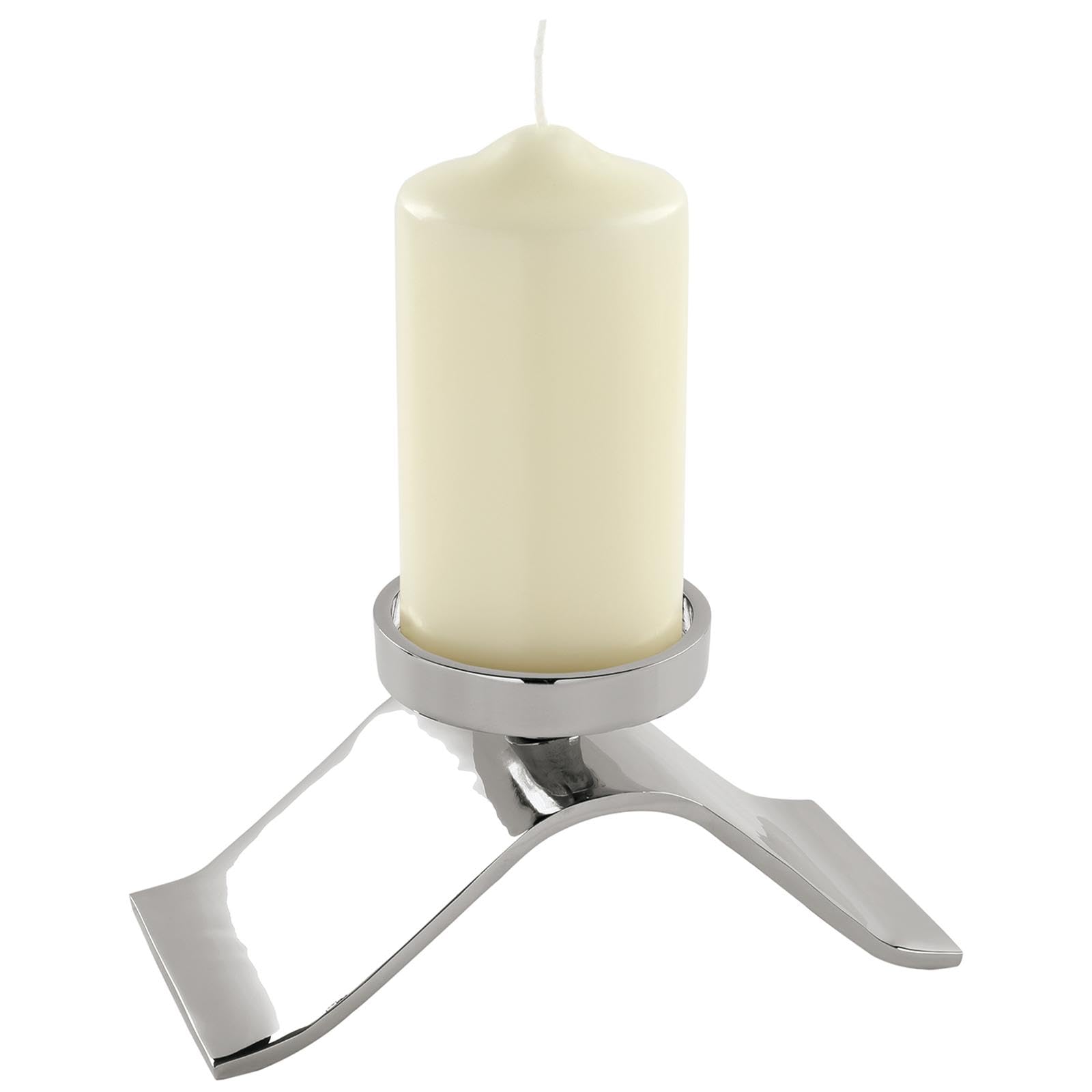 Fink silberner Stumpenkerzenhalter 23 cm Aluminium Kerzenständer in Wellenform