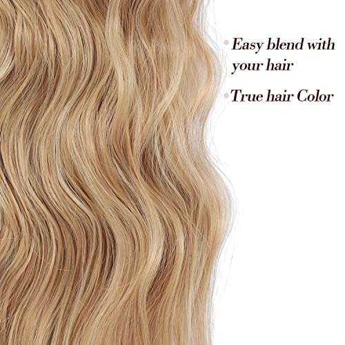 Hair Extensions Clip In 20Inch Long Wavy Hair Extensions 4Pcs Synthetic Full Head Hairpieces Seamless Weft for Natural Volume for Daily Use & Any Occasions Weft for Natural Volume Golden Blonde - Image 4
