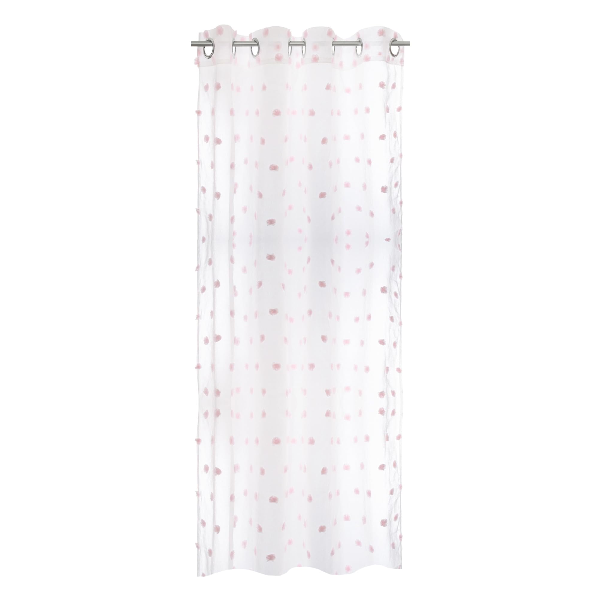 Well Home - Cortina Infantil Pompones Blanca y Rosa