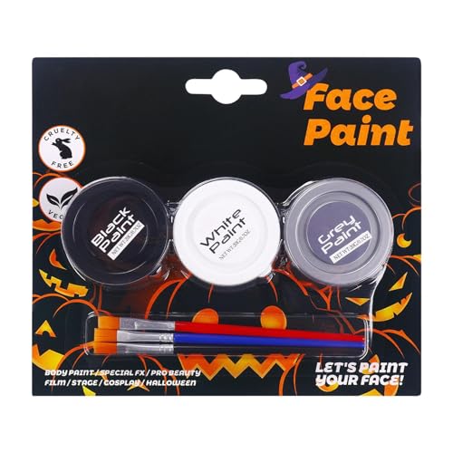 Maquillaje Para La Cara De Halloween, Crema Para Maquillaje Lavable, Pintura para el Rostro y el Cuerpo de 3 Colores, Para Cosplay Disfraz Eventos Deportivos Niños Adultos Esqueleto