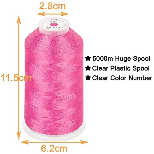 Image of New brothread - Single Huge Spool 5000M Each Polyester Embroidery Machine Thread 40WT for Commercial and Domestic Machines - Pink (Janome Color)