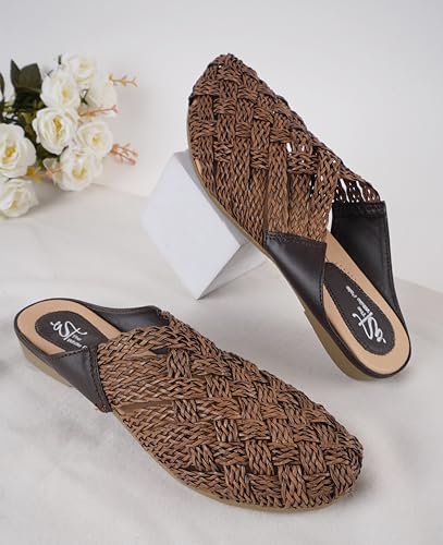 Image of The White Pole Slip on Slides Flat Mules Bellies Jutti Sandals for Women and Girls