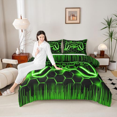 Edredón queen verde para dormitorios juveniles modernos y dinámicos 6