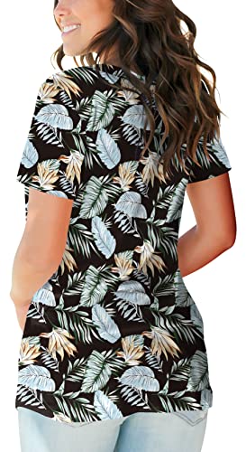Summer Tops for Women Hawaiian Shirts for Women V Neck T Shirts Short Sleeve M - Thumbnail 3