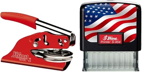 Hubco Sello de notario rojo premium y placa frontal de bandera S-854 Sello notario autoentintado - Nueva York