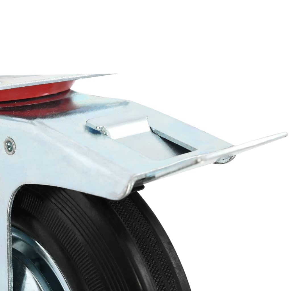 12 szt. kółek skrętnych 200 mm guma z powłoką cynkową, nośność 180 kg, 6 rolek z hamulcem, idealne do warsztatu, magazynu, wózka transportowego, wózka transportowego, transportu i logistyki