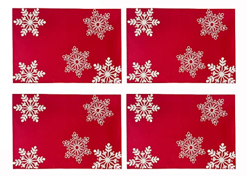 Fennco Styles Holiday Embroidered Snowflake Placemats 13