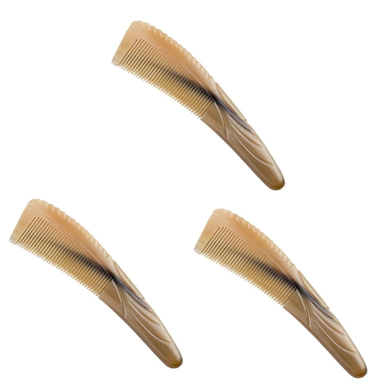 Didiseaon 3 Pièces peigne à moustache peigne à cheveux scalp massage de massage en corne de boeuf hommes en corne de massage antistatique cadeau artisanat cornes