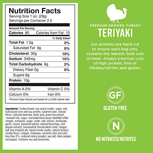 Chef's Cut Real Smoked Turkey Breast Teriyaki Jerky, 2.5Oz (8 Pack) #TOP3