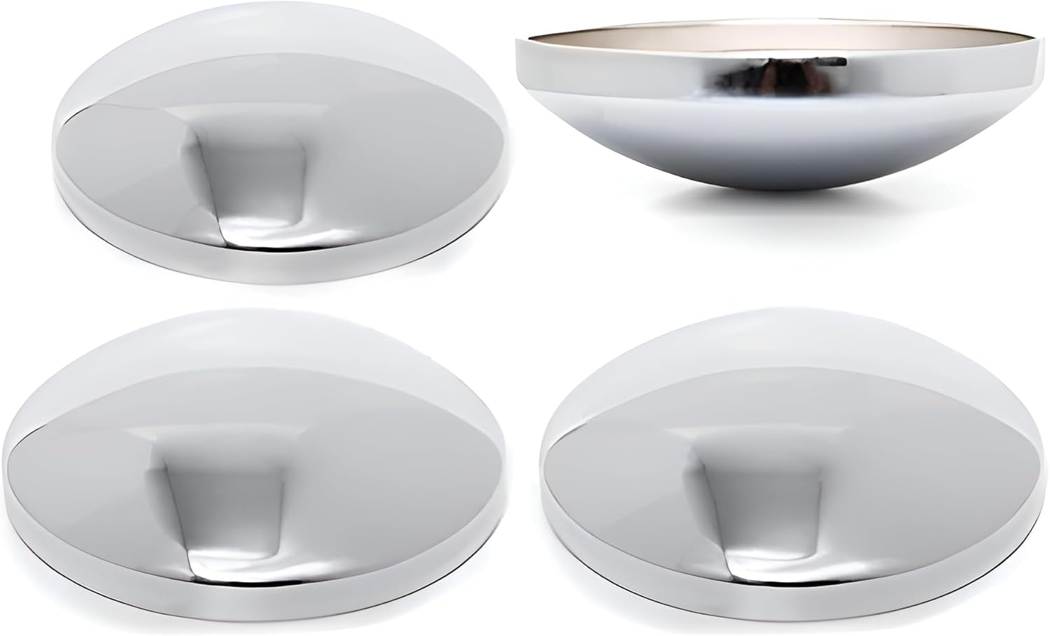 OxGord 10" Baby Moon Hubcaps (10 1/8") Chrome Plated Metal Center Caps Set of 4, Compatible with GM Classic Vehicles, Vintage Retro Style Wheel Covers, Universal Fit for Standard Steel Wheels