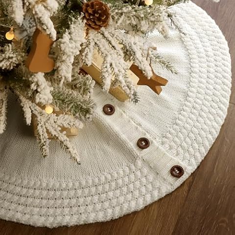 LimBridge 36-Inch Knitted Christmas Tree Skirt Cover