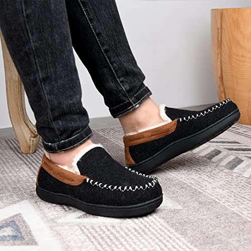 Telifor Men's Warm Fuzzy Moccasin Slip-On Slippers, Comfy Winter Memory Foam House Shoes