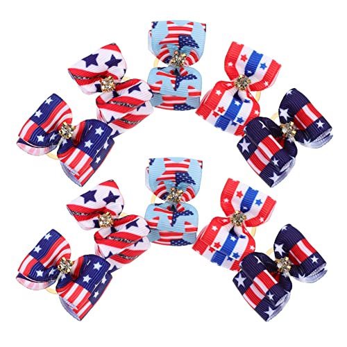 YARNOW 10Pcs Pet Hair Bows with Rubber Bands Bowknot Accessories for Dogs and Cats for Parties and Photography Comfortable and Stylish Grooming Ribbons