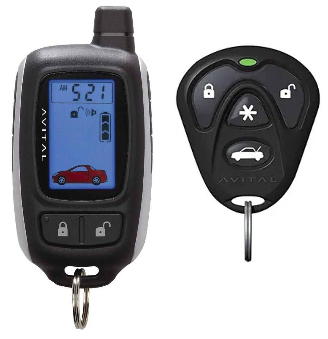 Avital 7352L 2 Way 5 Button LCD Replacement Remote Bundled with + (1) 7143L 1 Way 4 Button Replacement Remote