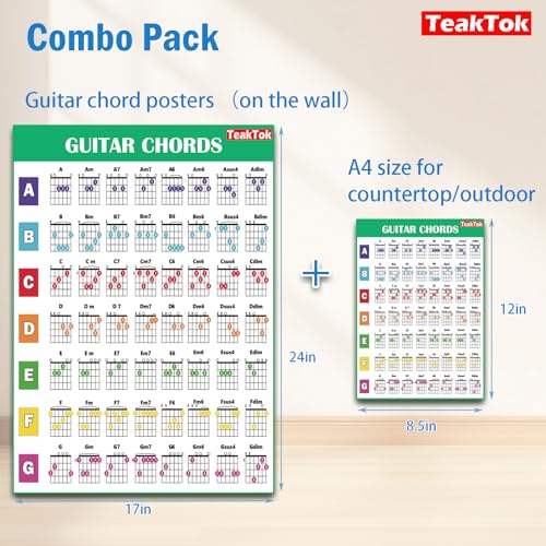 guitar chord chart poster for beginner and portable a4 laminated chords guitar