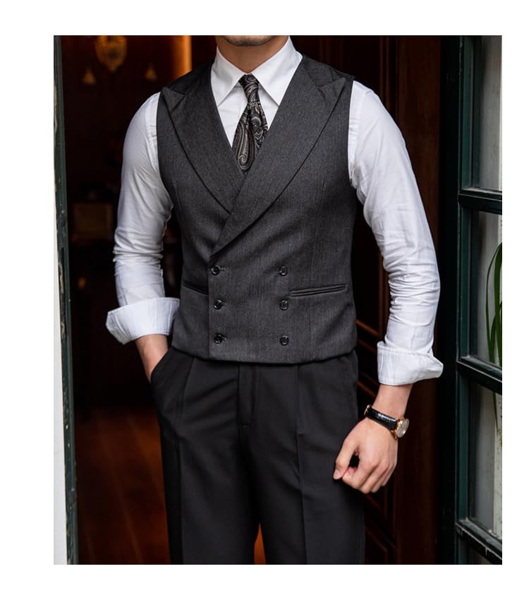 Mens Suit Vest Retro Classic Waistcoat V Neck Causal Vests for Prom Party3