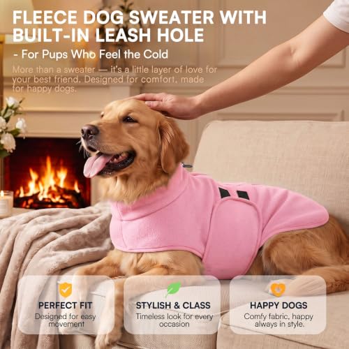 Image of Queenmore Dog Sweaters for Medium Dogs, Fleece Dog Sweater with Leash Hole