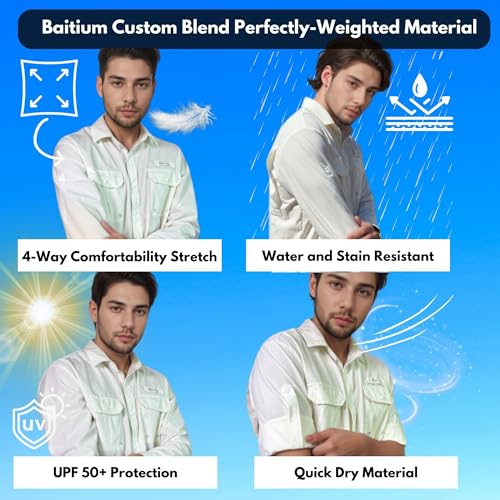Men's UV UPF 50+ Sun Protection Long Sleeve Shirt, Fishing Shirts for Men, Poncho Shirts for Men, Button Up Shirts for Men4