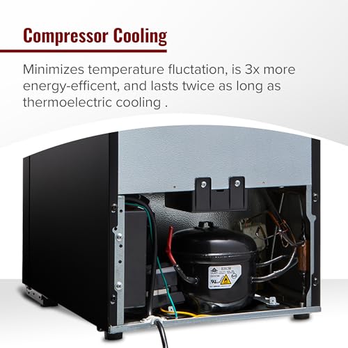Image of Wine Enthusiast 18-Bottle Dual Zone MAX Compressor Wine Cooler - Freestanding Beverage Refrigerator, Mini Fridge with Digital Touchscreen, Split Storage, Energy-Efficient Cooling, and LED Display