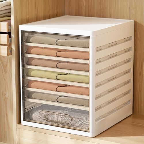 Este Organizador de Armario con estantes y separadores, organizadores de cajones apilables, Cajas de Almacenamiento con Tapas para Armario, despensa, lavandería y Sala de Estar
