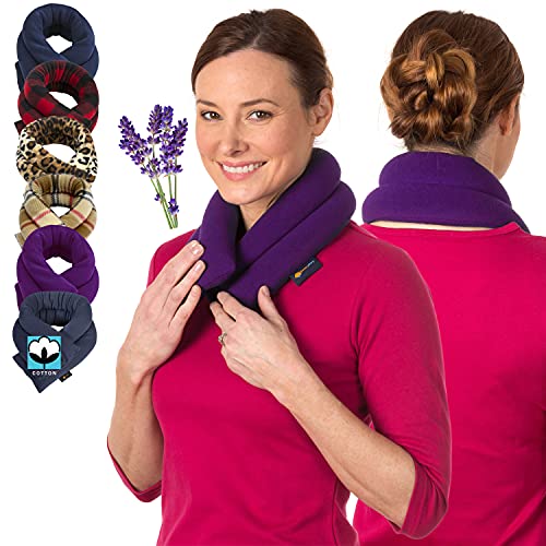 Sunnybay Neck Heating Pad Microwavable - Extra Long Aromatherapy Wrap - Lavender Heating Pads for Neck Pain Relief - Original Hot and Cold Therapy Pads Warmer - Calming Neck Pad Compress (Purple)