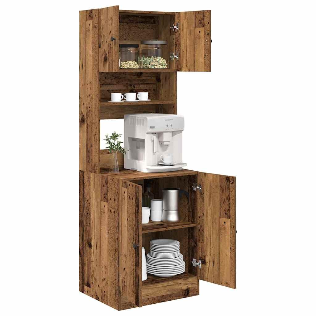 vidaXL Buffet de Cuisine avec Porte 2 pcs Bois Ancien 60 x 50 x 180 cm, Rangement spacieux, Buffet rectangulaire Moderne, Organisateur Chic pour la Salle à Manger, Meuble Efficace