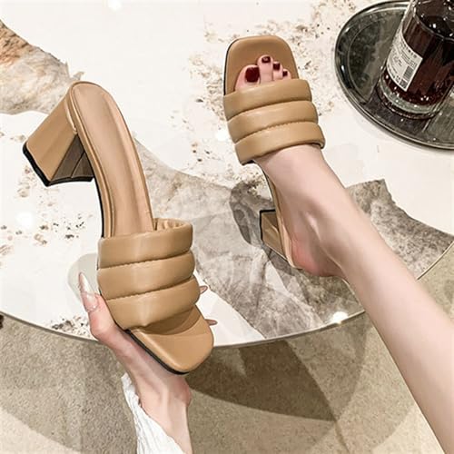 Chunky Low Heels for Women Fashion Comfort Slip on Square Open Toe Block Heel Sandals3