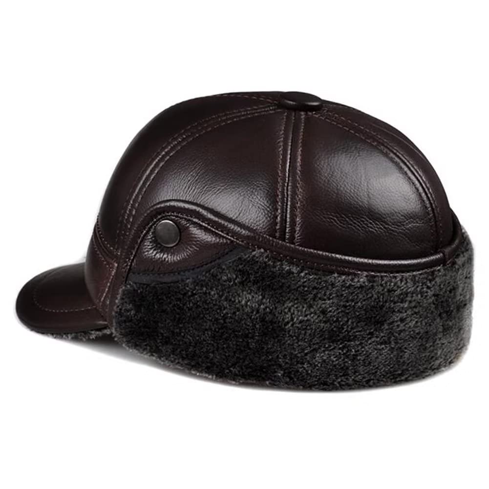 DongBao Cappello Aviatore in Pelle Uomo con Paraorecchie Sportivo Berretto Invernale Caldo Cappello da Caccia Berretto Baseball