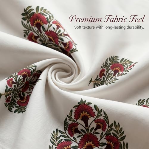Image of BSB HOME 300 TC Table Cover for 6 Seater Dining Table, Premium Soft Washable Wrinkle & Fade Resistant Table Cloth for Home Kitchen Dining Room Decor, 90 x 60 Inches (228 x 152 cm) - Floral White