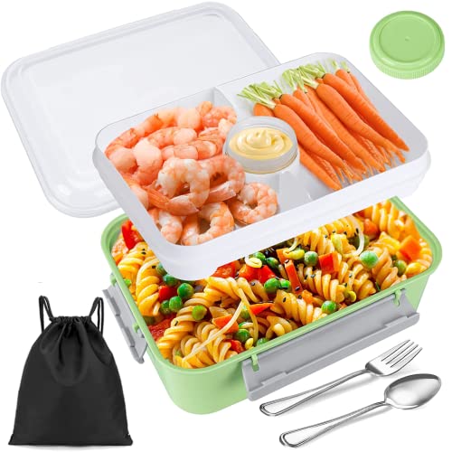 Brotdose Kinder/Erwachsene Lunchbox Snackbox mit 4 Fächern 1400ml, Bento Box Kindergarten Büro Lunch Box Schule Brotzeitbox mit Unterteilung Dose BPA Frei Frühstücksbox Jausenbox Trennwand Cover