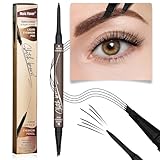 4 Tiped Microblading Eyebrow Pen 2 in 1 Waterproof Eyebrow Pencil Waterproof Eyebrow Kit Double Head Brown Eyebrows Eyebrow Microblading Pen natural Long-Lasting