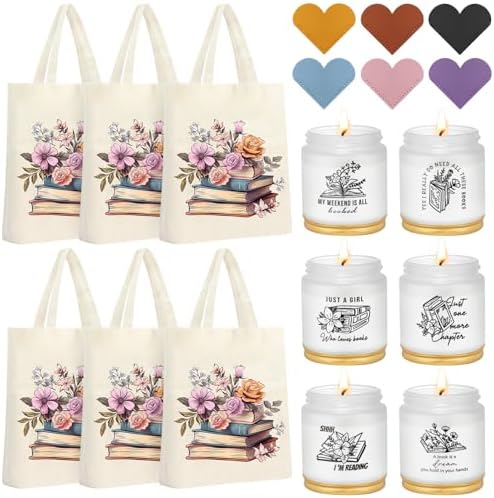 Sweetude 4 Pcs Book Lovers Gifts Sets Include Book Tote Bag, Bookworm Bracelet With Wish Card, Canvas Makeup Bag, And Bookish Keychain For Women Readers Books Lover Gifts - View #9