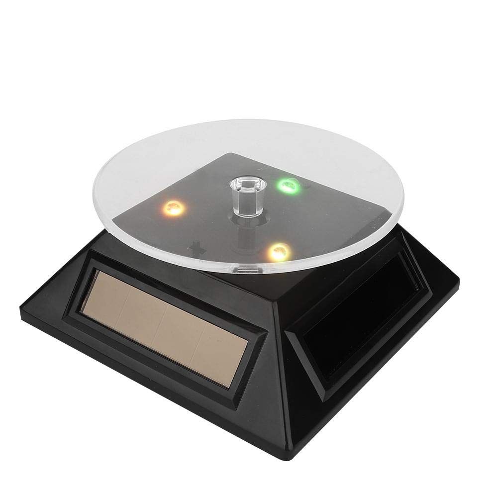 Qinlorgo Turntable Display Stand, Jewelry Display Stand, Rotating Solar Energy Jewelry Watch Phone Display LED Light for Boutiques Jewelry Stores
