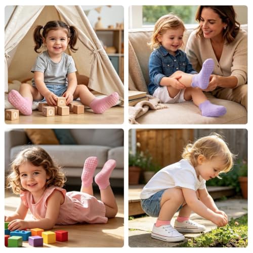 Image of Baby Non Slip Ankle Socks with Grippers for 0 Months-7 Years Old Walking Socks