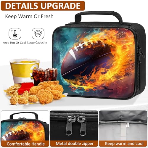 Fitvc School Backpack for Boys - 4pcs American Football Boys Backpack with Lunch Box Set for Kids Children Teens Elementary Middle School - 17″ Sport Bookbag Travel Back Pack for Age 6-18 by Fitvc - Image 4