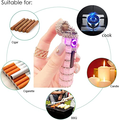 Encendedor eléctrico USB SENDEREAL con cristales rosas miniatura 5