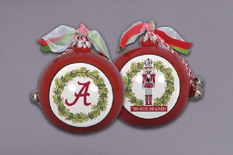 Magnolia Lane Alabama Nutcracker Ornament with Ribbon,3.5-inch Diameter, Bells and Gift Box, Home, Home Décor